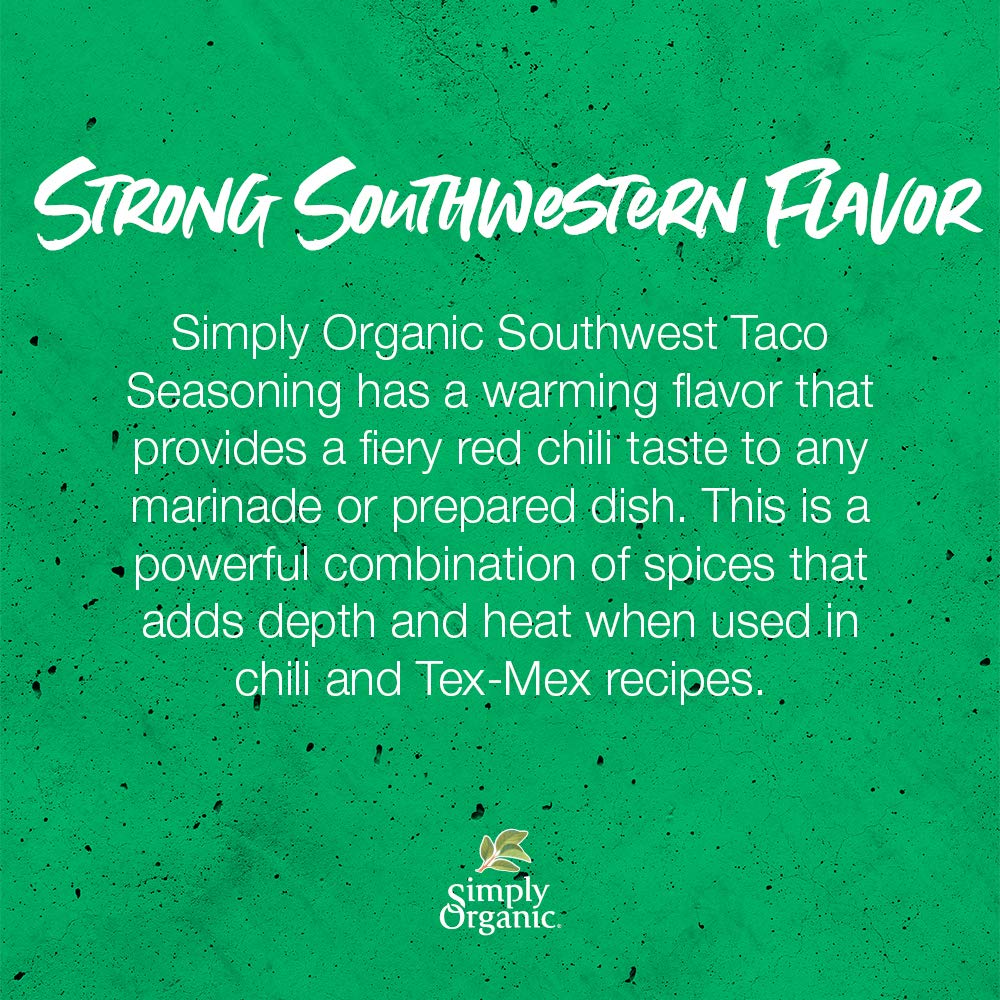 Simply Organic Southwest Taco Seasoning, Certified Organic | 1.13 oz | Pack of 3