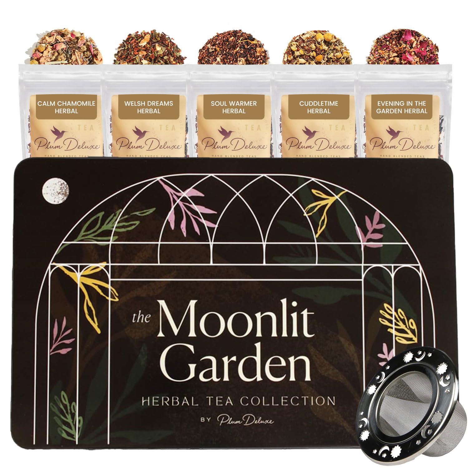 Moonlit Garden Collection Assorted Herbal Tea Gift Set - Hand-Crafted Loose Leaf Teas, Presentation Gift Box with Loose Leaf Ste