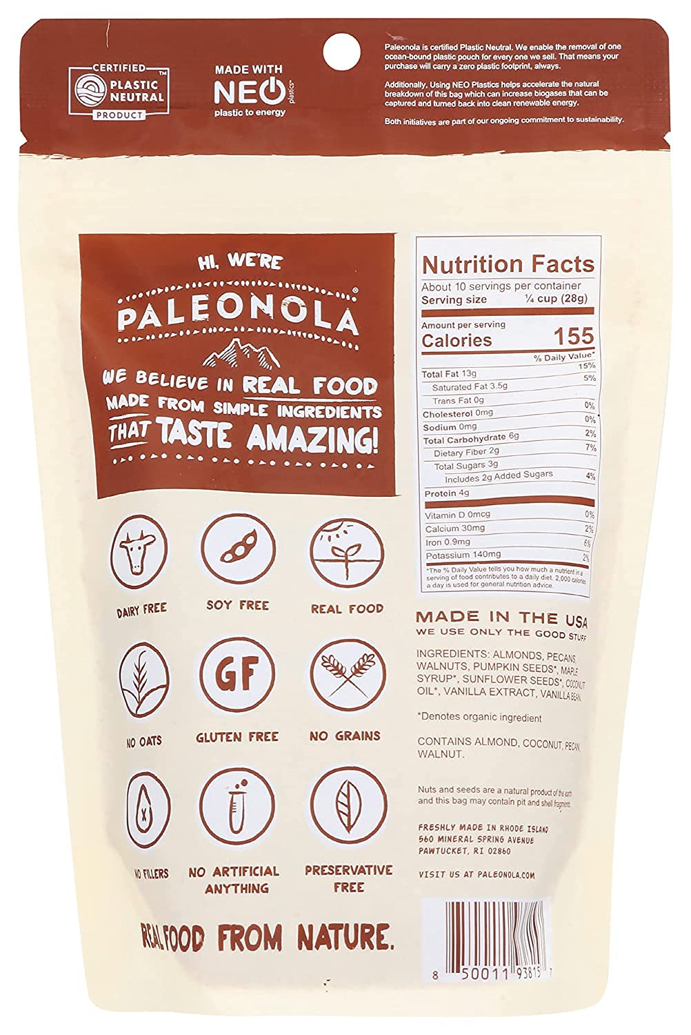 Paleonola – Grain Free Granola Vanilla Bean Flavor – Non-Gmo, Grain, Soy, Gluten, Dairy Free – Low Carb Protein Snack For A Healthy Breakfast