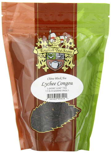 English Tea Store Loose Leaf, Lychee Congou China Black Tea Pouches, 4 Ounce