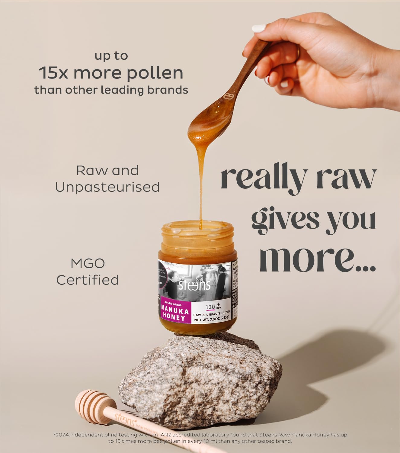 Steens - Raw Manuka Honey Mgo 120+, Cold Pressed New Zealand Natural Honey, Whole Comb Processed Raw Honey For Face, Skin, And O
