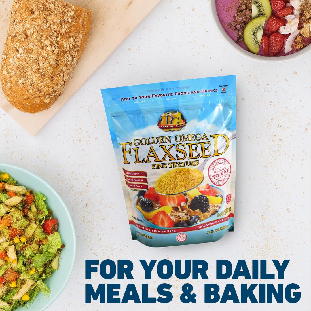 PREMIUM GOLD Whole Milled Flaxseed, Gluten-Free, Non-GMO, 24 oz, High Fiber, Plant-Based Protein, Multi Color