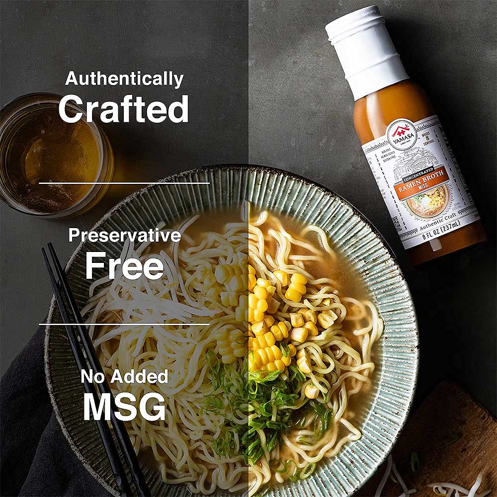 Yamasa, Artisanal Miso Ramen Broth Concentrate, Serves 8 Bowls, Gluten Free, No Msg Added, Certified In The Japanese Tradition,