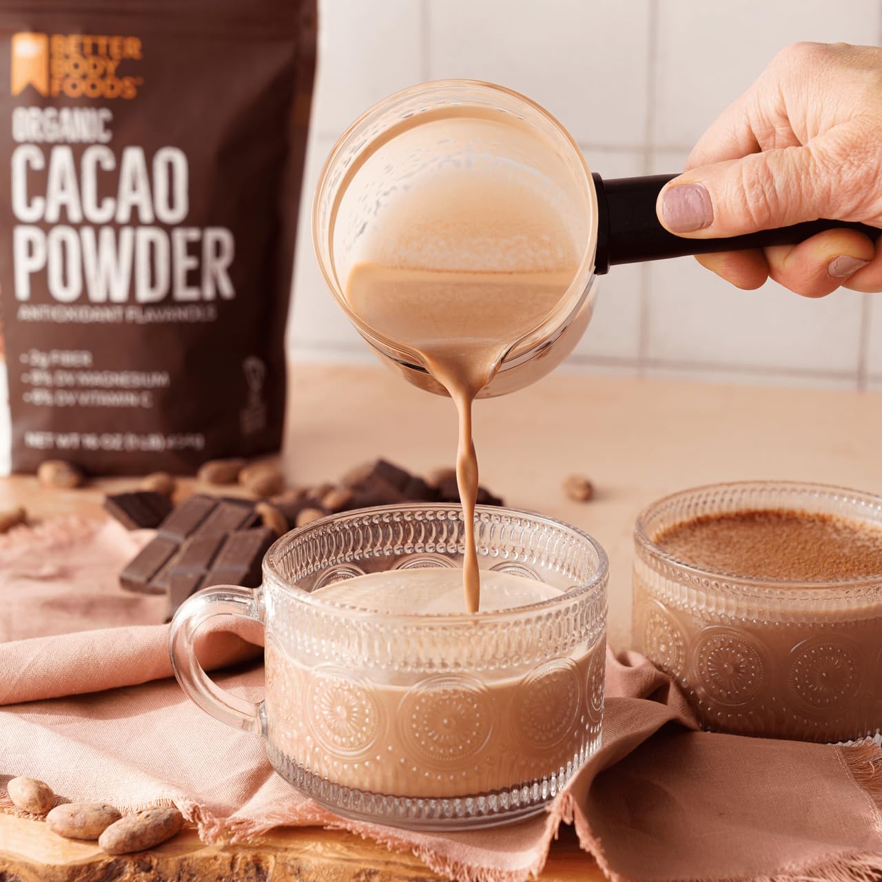 Betterbody Foods Organic Cacao Powder, Rich Chocolate Flavor, Non-Gmo, Gluten-Free, 32 Ounce, 2 Lb Bag