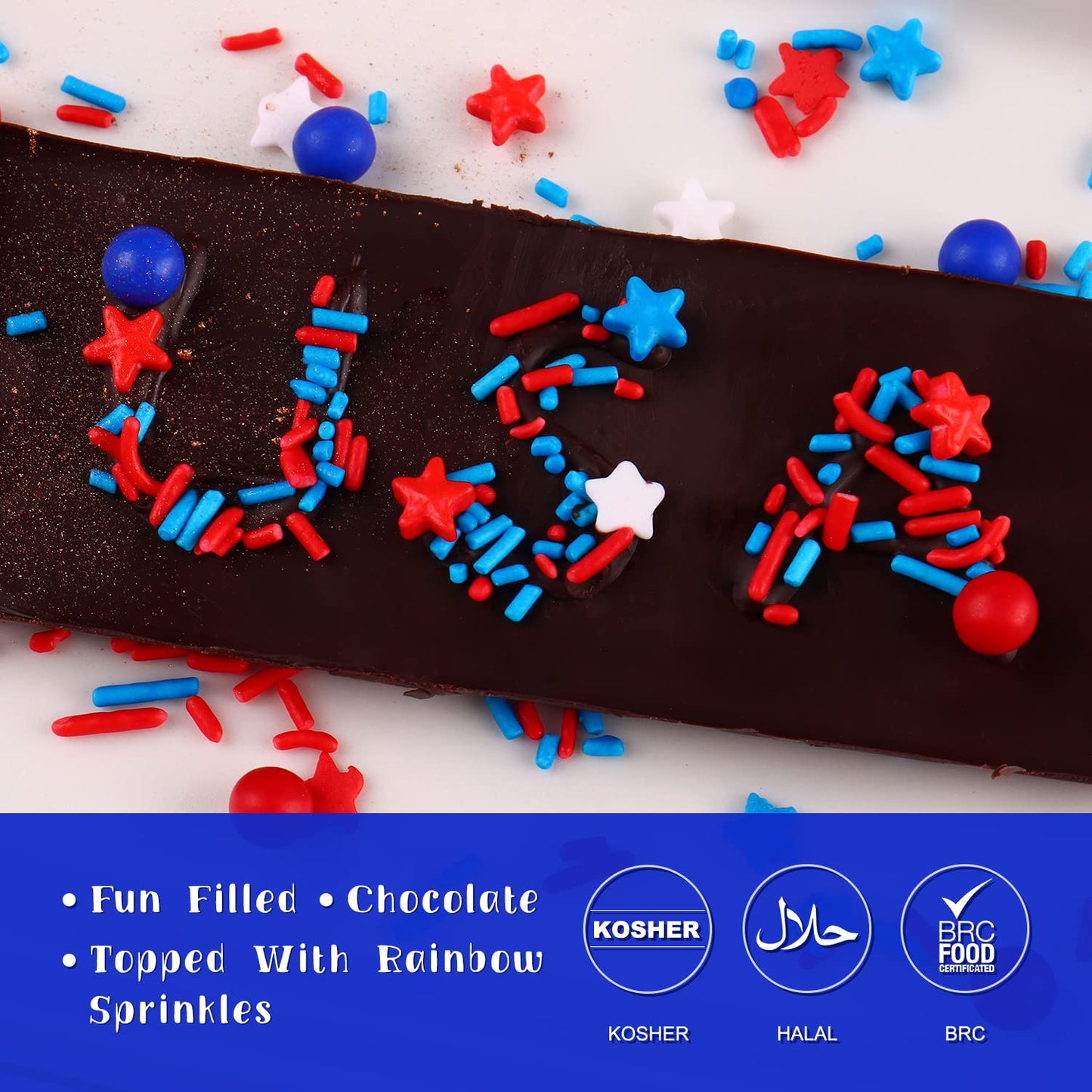 Patriotic Edible Sprinkles For Cake Decorating, 4Th Of July Independence Day Memorial Day Red White And Blue Star Pearl Sugar Sp