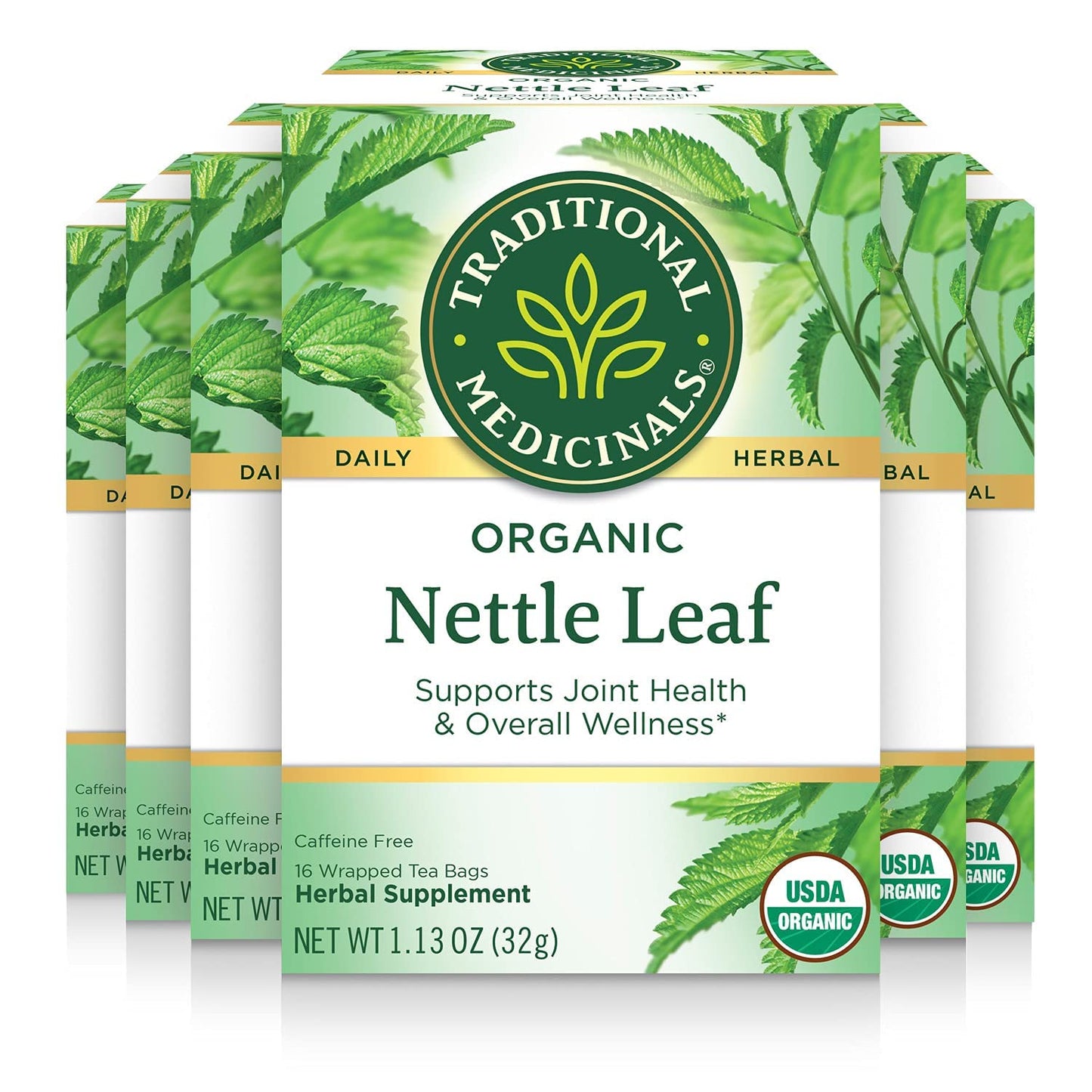 Traditional Medicinals Organic Nettle Herbal Leaf Tea  Green  16 Count (Pack Of 6)