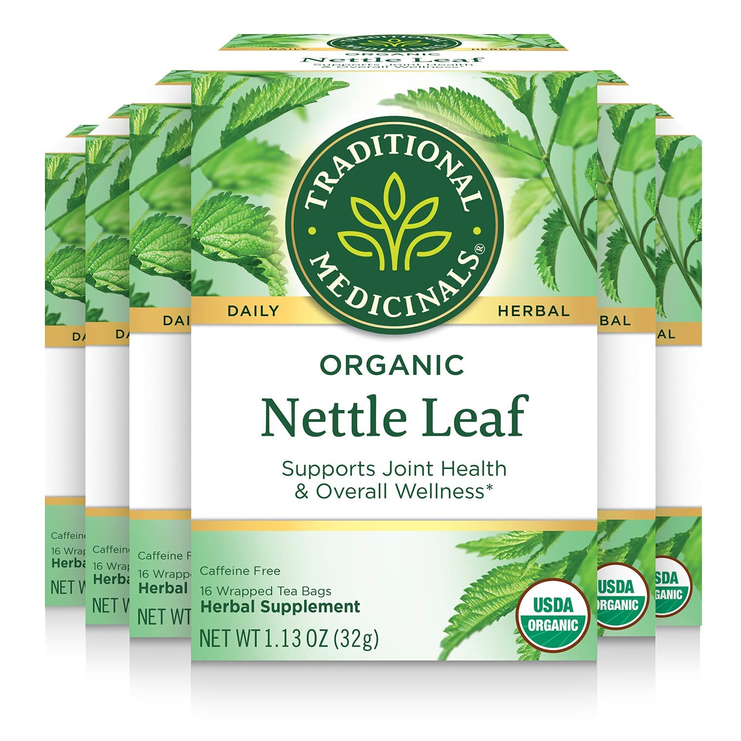 Traditional Medicinals Organic Nettle Herbal Leaf Tea  Green  16 Count (Pack Of 6)