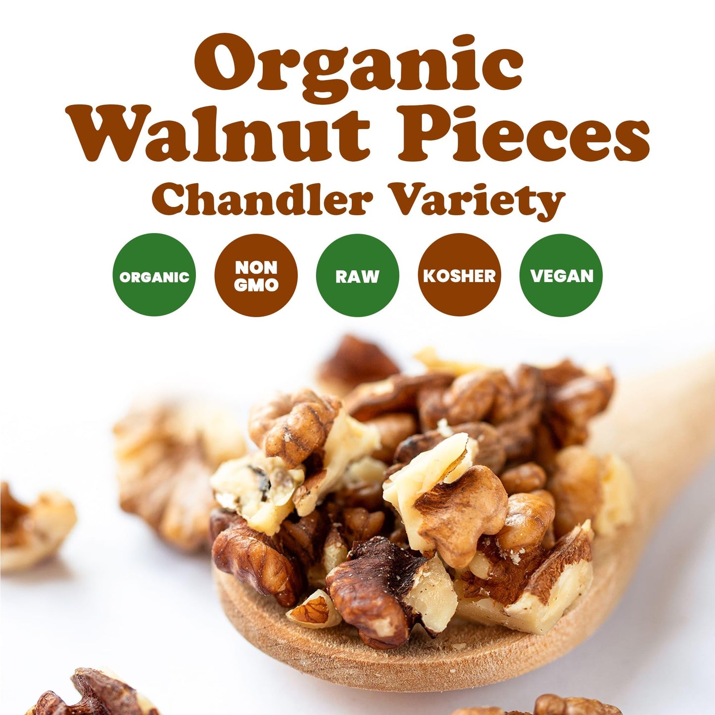 Food to Live Organic Walnut Pieces, 8 Ounces - California Chandler Variety. Medium Size. Non-GMO. Rich in Omega-3, Antioxidants,