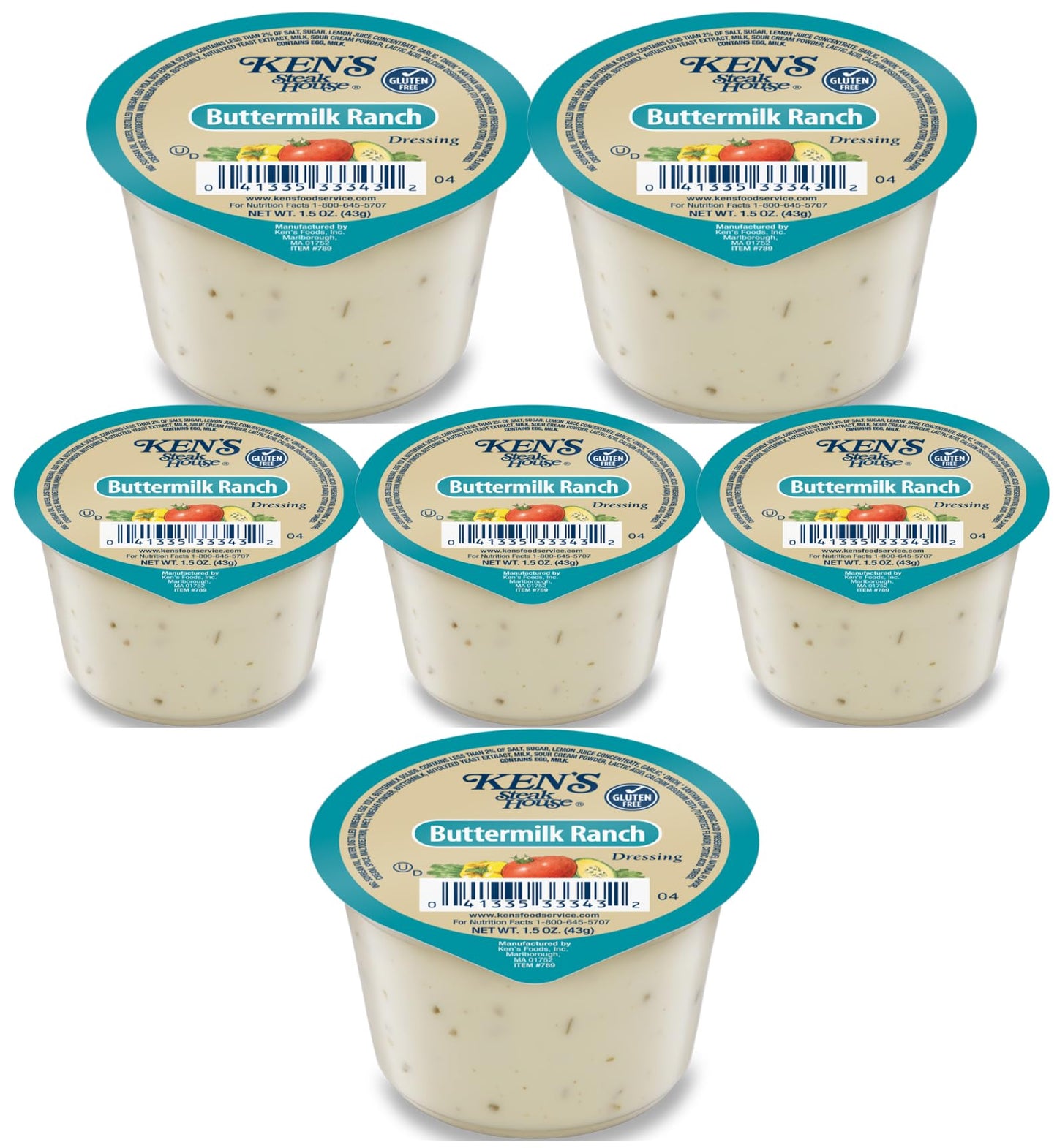 30 Count | Salad Dressing Dipping Sauce Portion Cups | Single Serve Packets (Buttermilk Ranch)