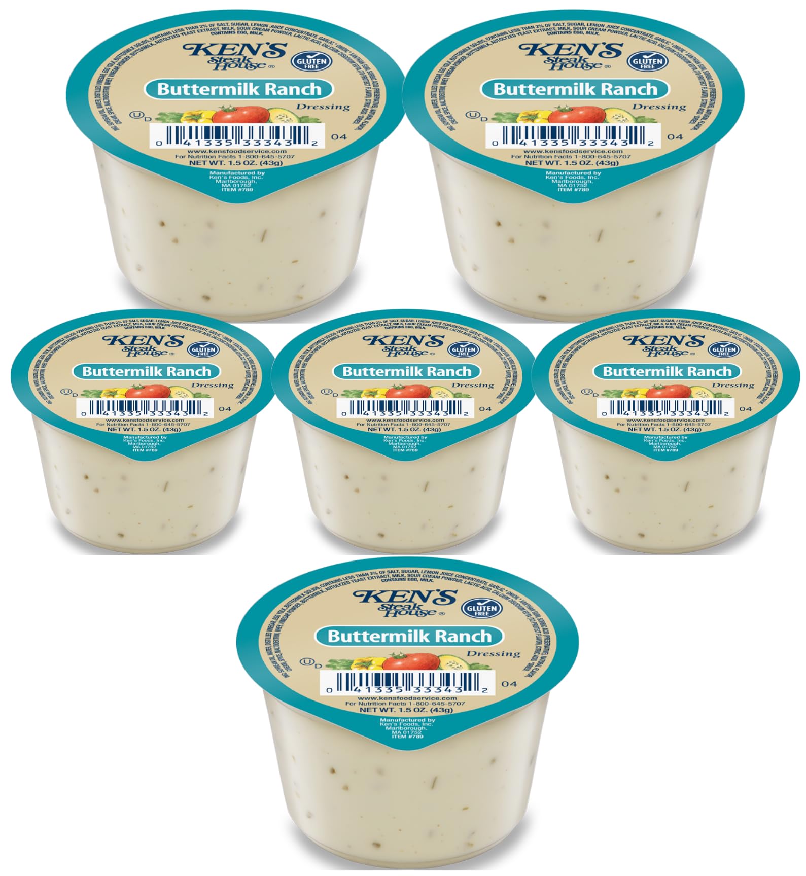 30 Count | Salad Dressing Dipping Sauce Portion Cups | Single Serve Packets (Buttermilk Ranch)