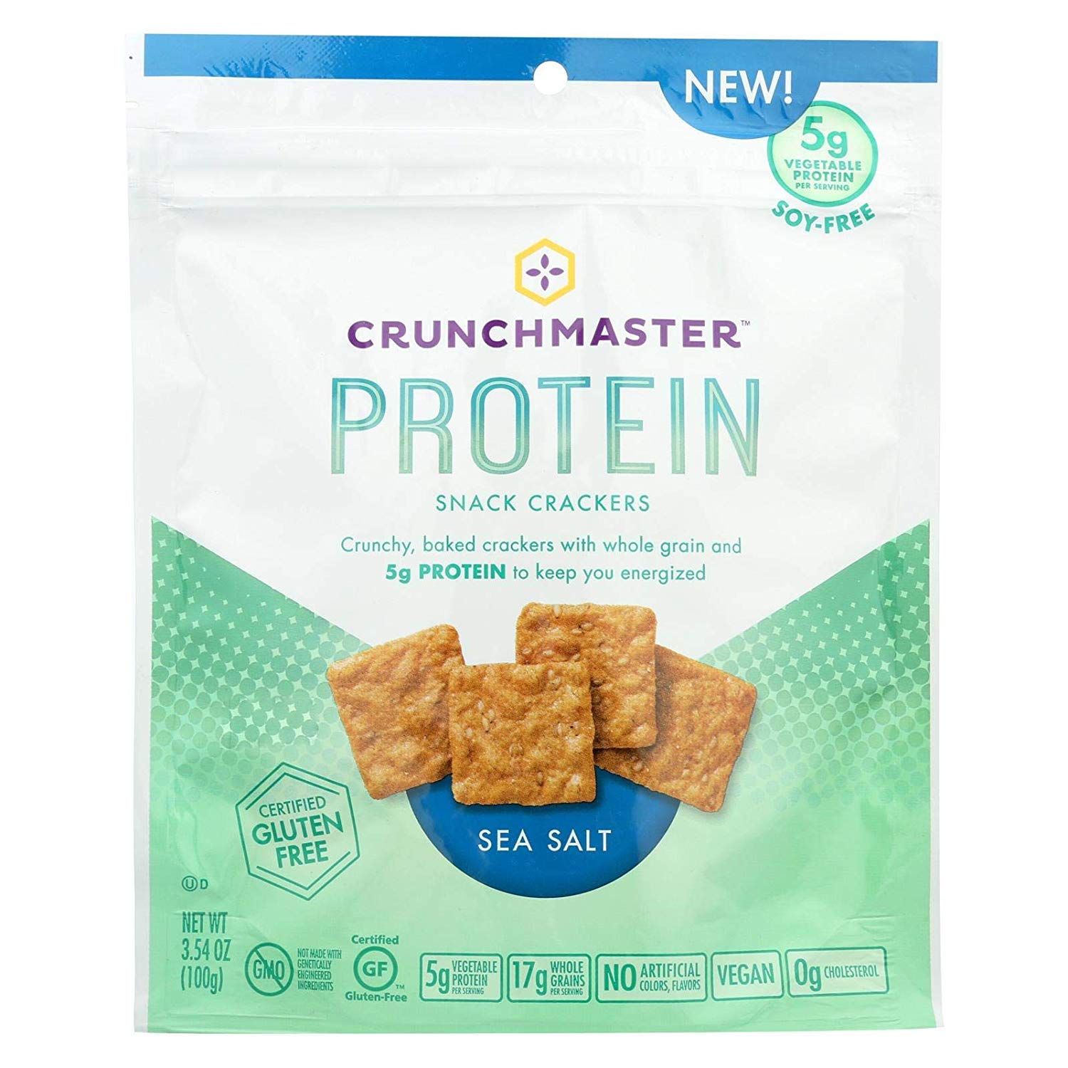 Crunchmaster Sea Salt Protein Snack Cracker, 3.54 Ounce -- 12 Per Case.