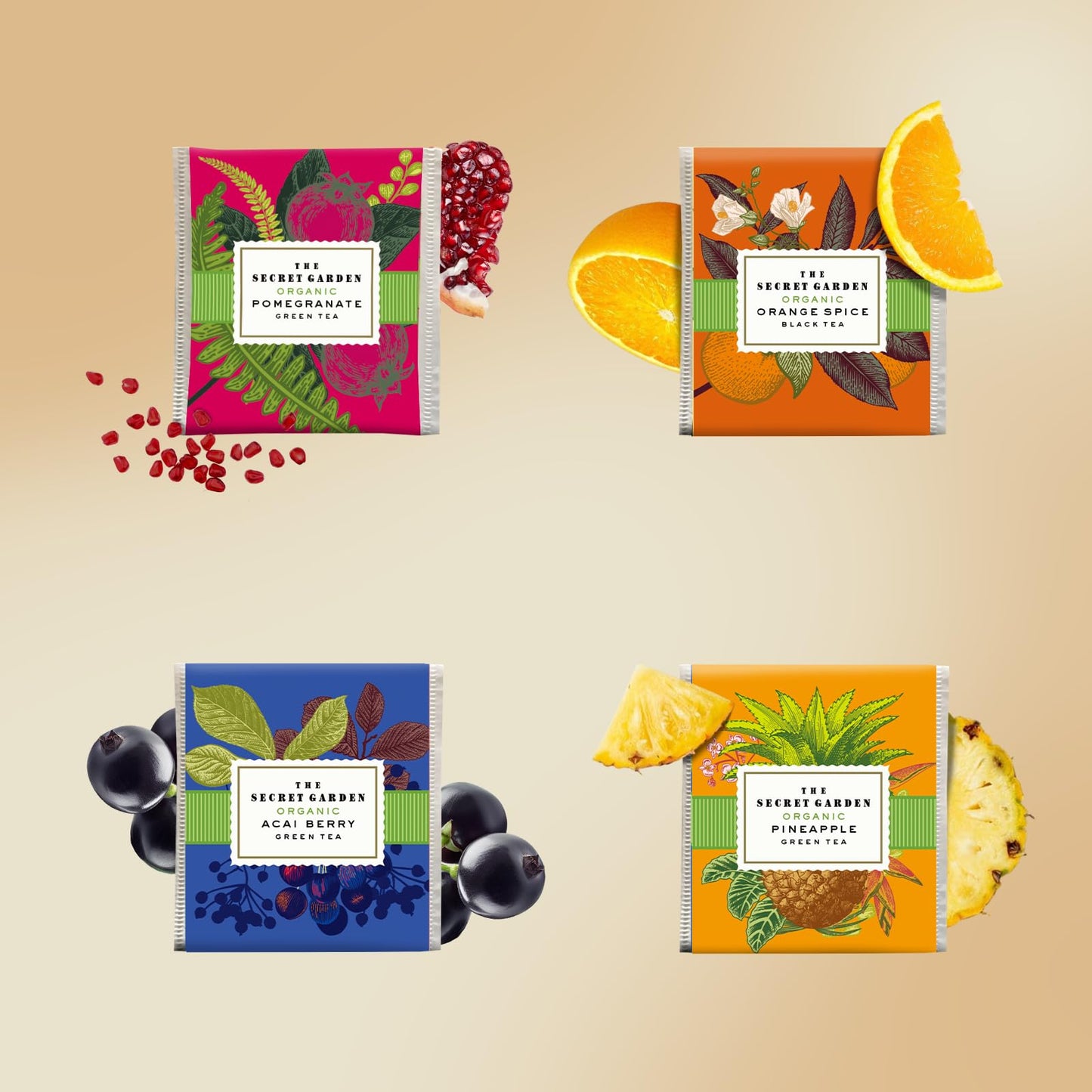 Life Plus Style Gourmet The Secret Garden Organic Tea Gift Set 80 Tea Bags 8 Flavours Green & Black Assorted Pack Wellness Sampler Tea Set Collection With Mango & Fruit Infusions Enhanced Birthday Gift For Women