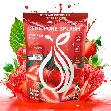 Refresher Drink Strawberry Splash - Natural Strawberry Mix With Real Fruit Pieces - Zero Sugar, Low-Calorie, Non-Gmo - Hydrate B