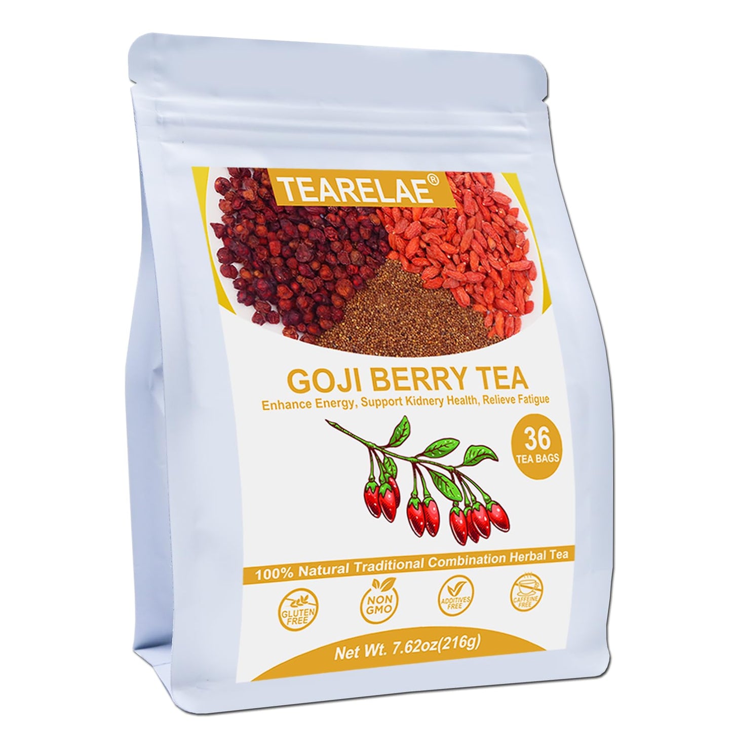TEARELAE Goji Berry Tea Bags - Herbal Tea Combination for Men - 36 Count - Non-GMO, Caffeine-free