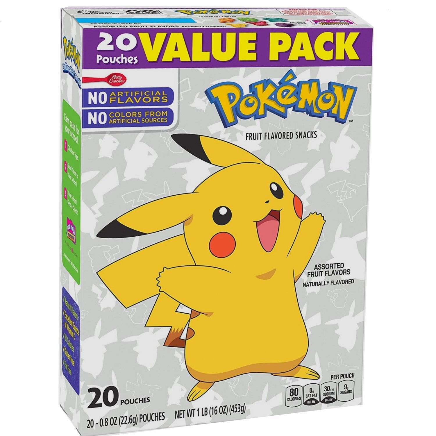 Betty Crocker Fruit Snacks Pokemonfruit Flavored Snacks Pouches, 20 Ct