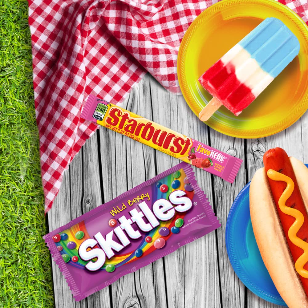 Skittles & Starburst Variety Pack Full Size Chewy Candy Assortment, 62.79 Oz, 30 Count