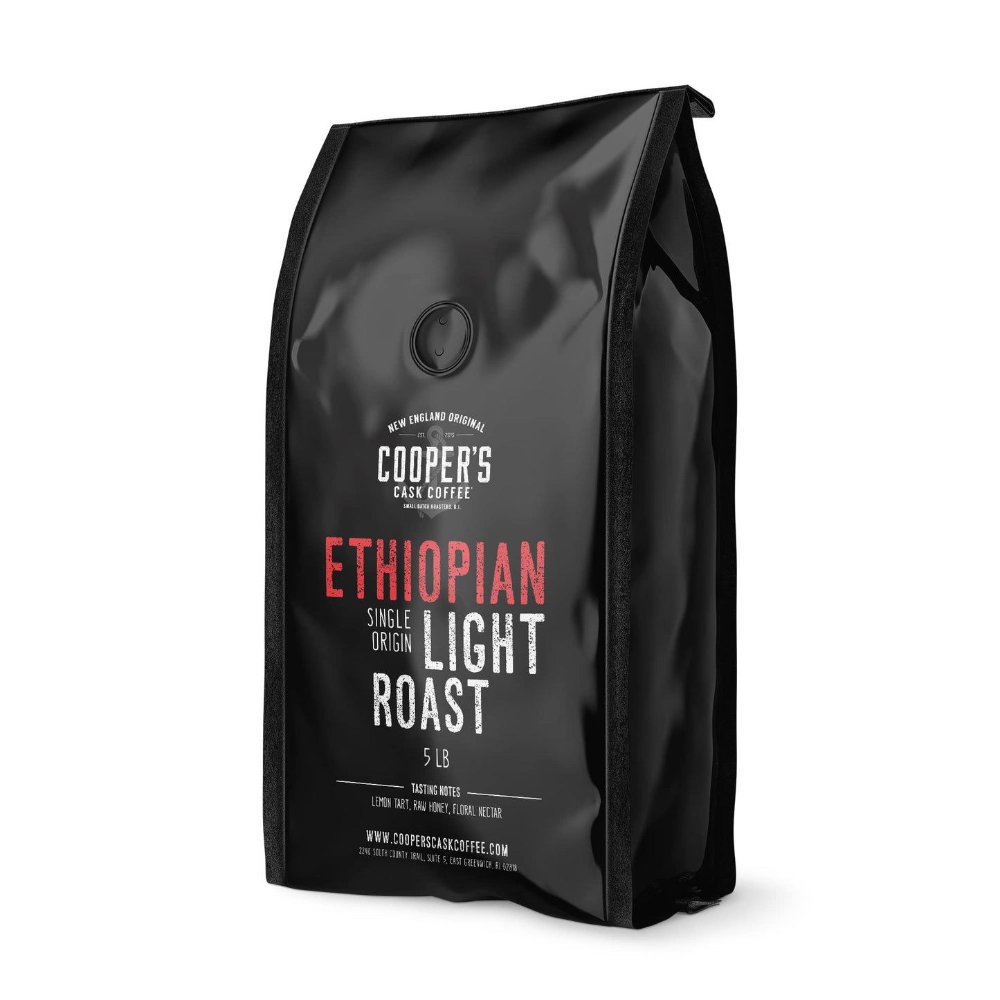 Ethiopian Bold Light Roast Coffee, Gourmet Single-Origin Coffee Beans From Ethiopia, Whole Bean, 5Lb Bag