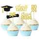 40 Pieces 2024 Graduation Theme Paper Cupcake Decoration Flash Grade 2024 Graduation Hat Certificate Paper Cupcake Selection 202