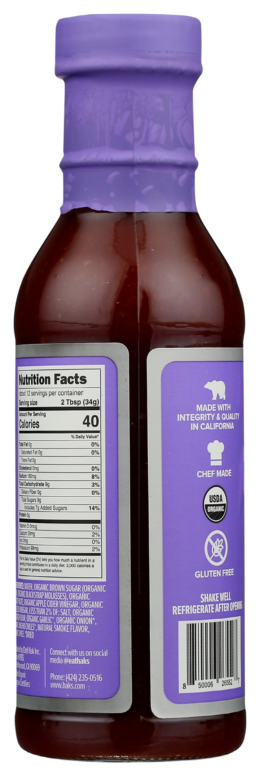 Haks Organic Brown Sugar Roasted Garlic Bbq Sauce, 14.25 Oz