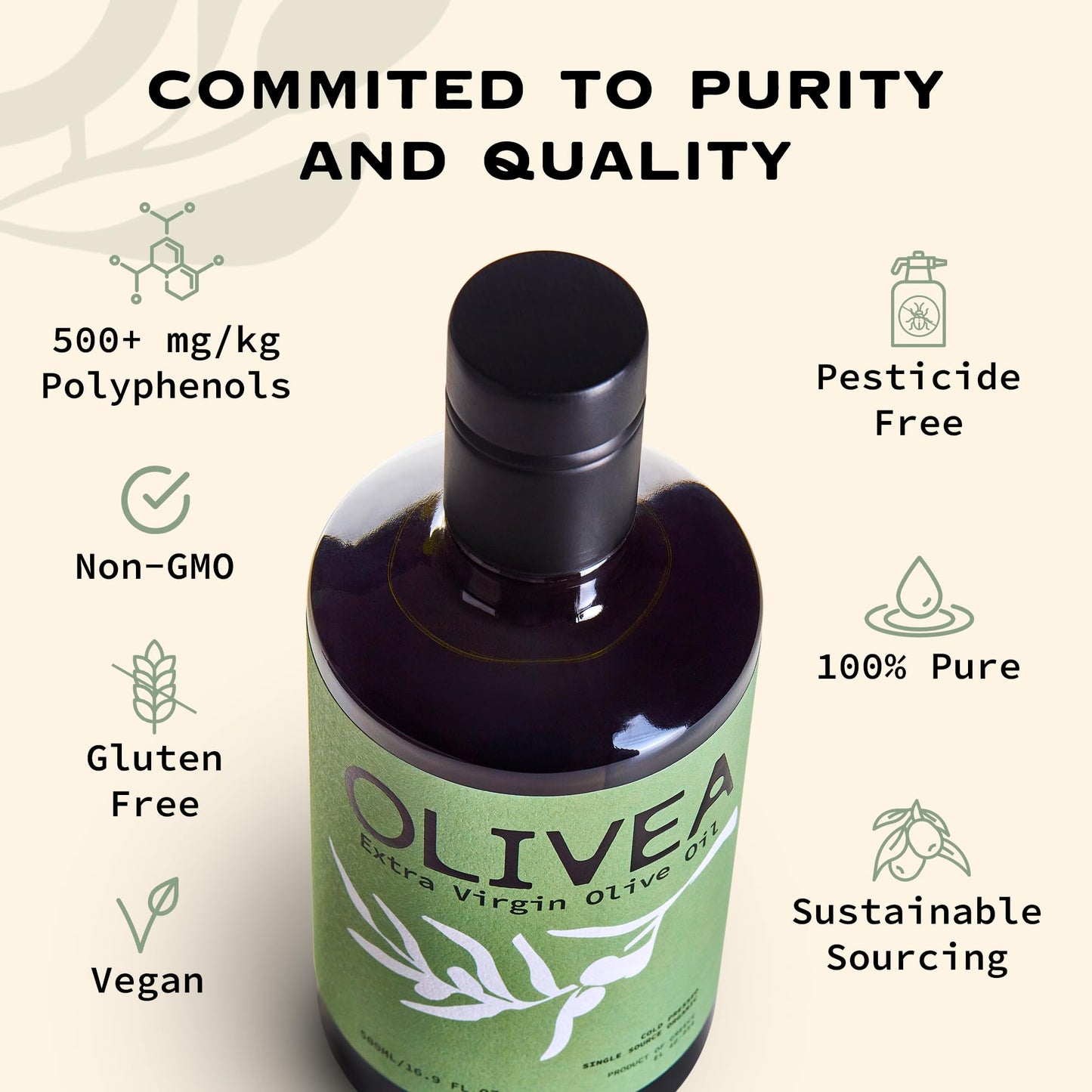 OLIVEA - Everyday Organic Extra Virgin Olive Oil - Cold-Pressed Greek EVOO | Early Harvest Koroneiki | Rich in Natural Polyphenols & Hydroxytyrosol | Single-Origin  Non-GMO  Healthy for Cooking | 500ml(16.9 oz) (Everyday Organic)