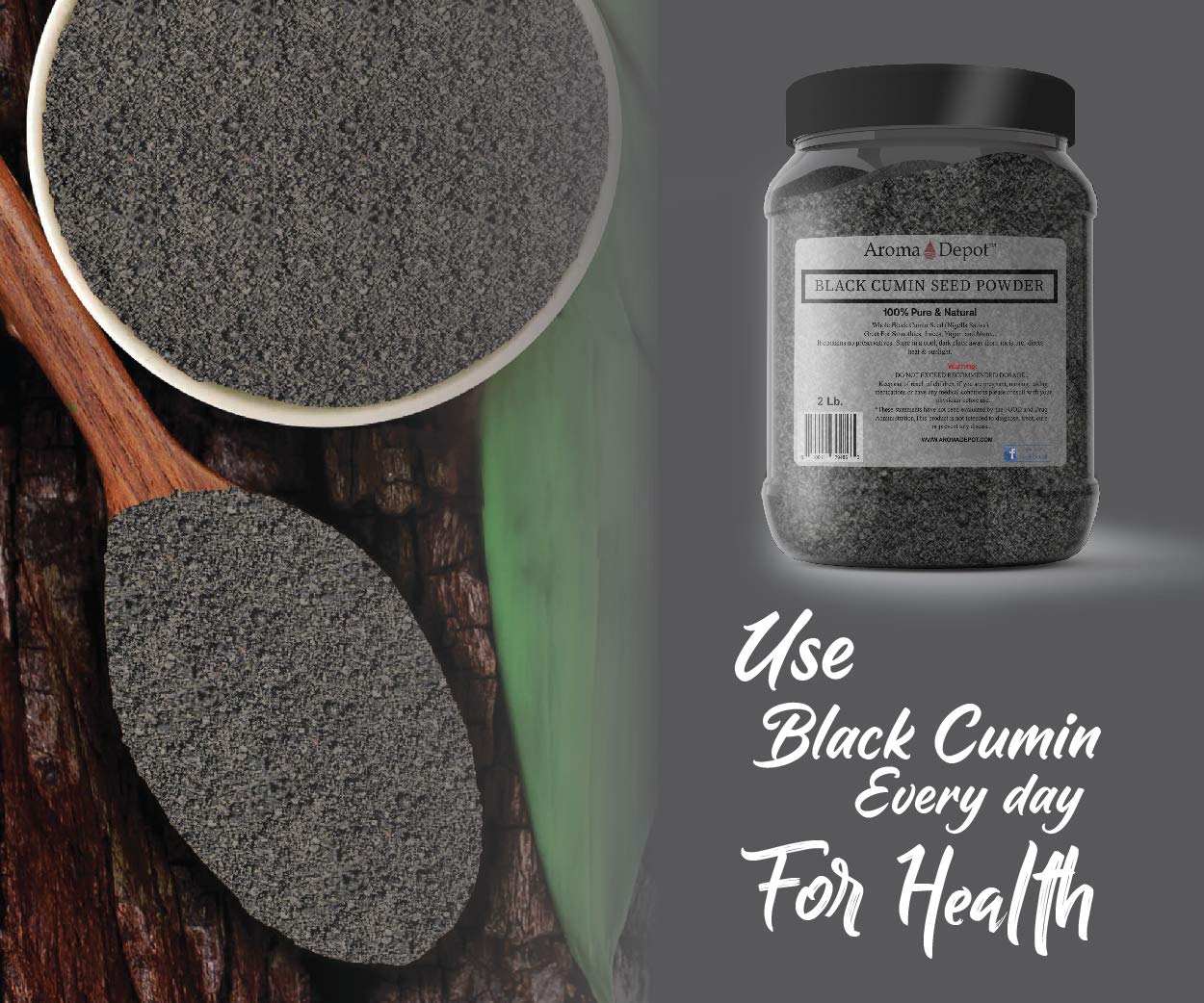 Aroma Depot Black Seed Powder, Ground Nigella Sativa, 100% Non-GMO, Gluten Free, 8 Ounce (Pack of 1)
