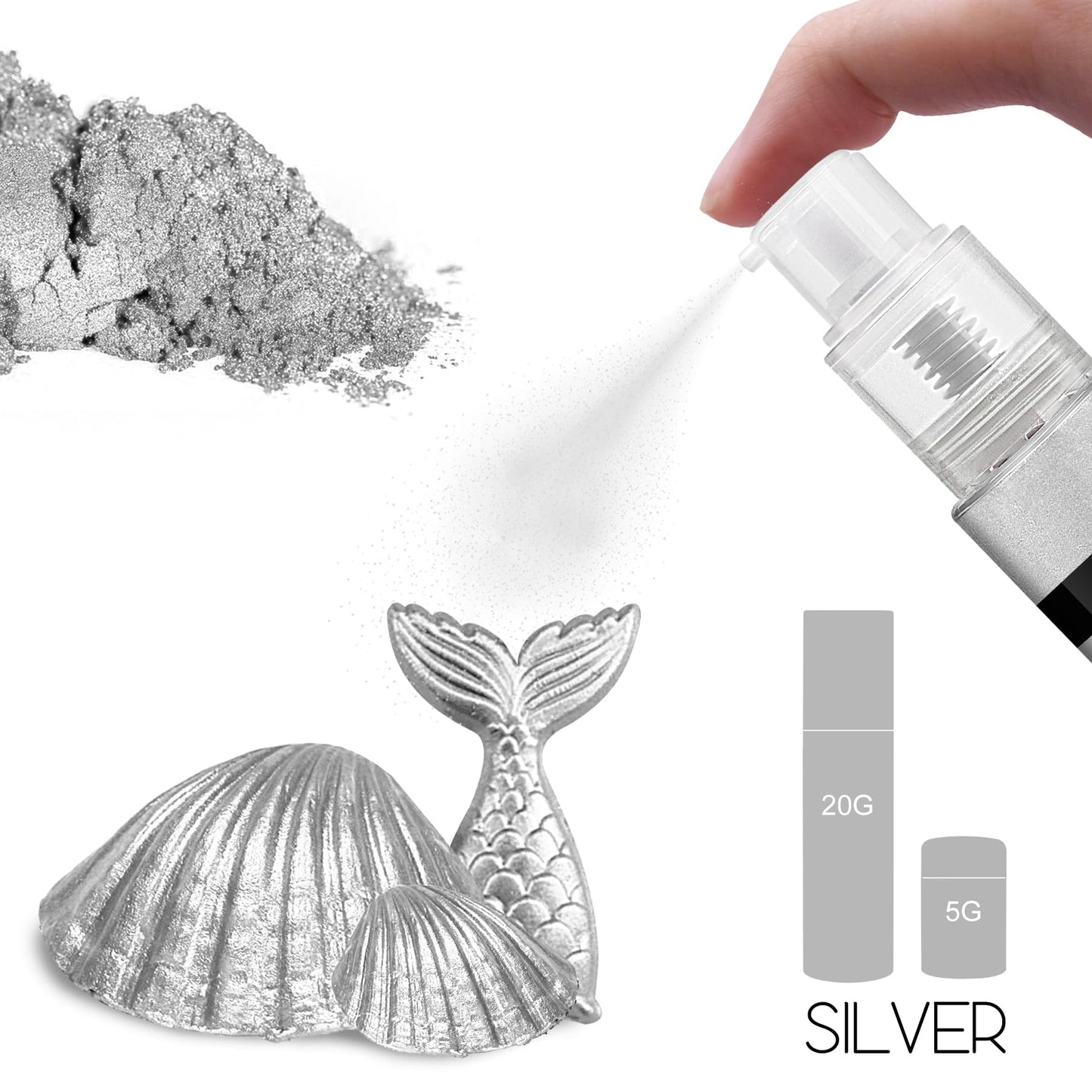 YumCraft Edible Glitter Spray - 20g Food Grade Luster Dust for Cake Decorating, Silver