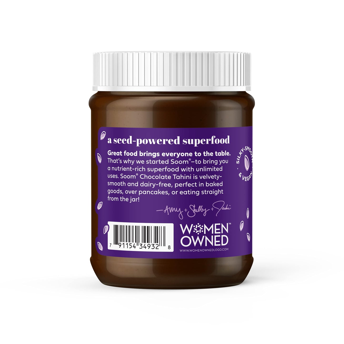 Soom Foods Chocolate Sesame Spread - 12oz (2 Pack) | Made with 3 Ingredients, Low Sugar, Dairy-Free, Nut-Free, Gluten-Free, Palm