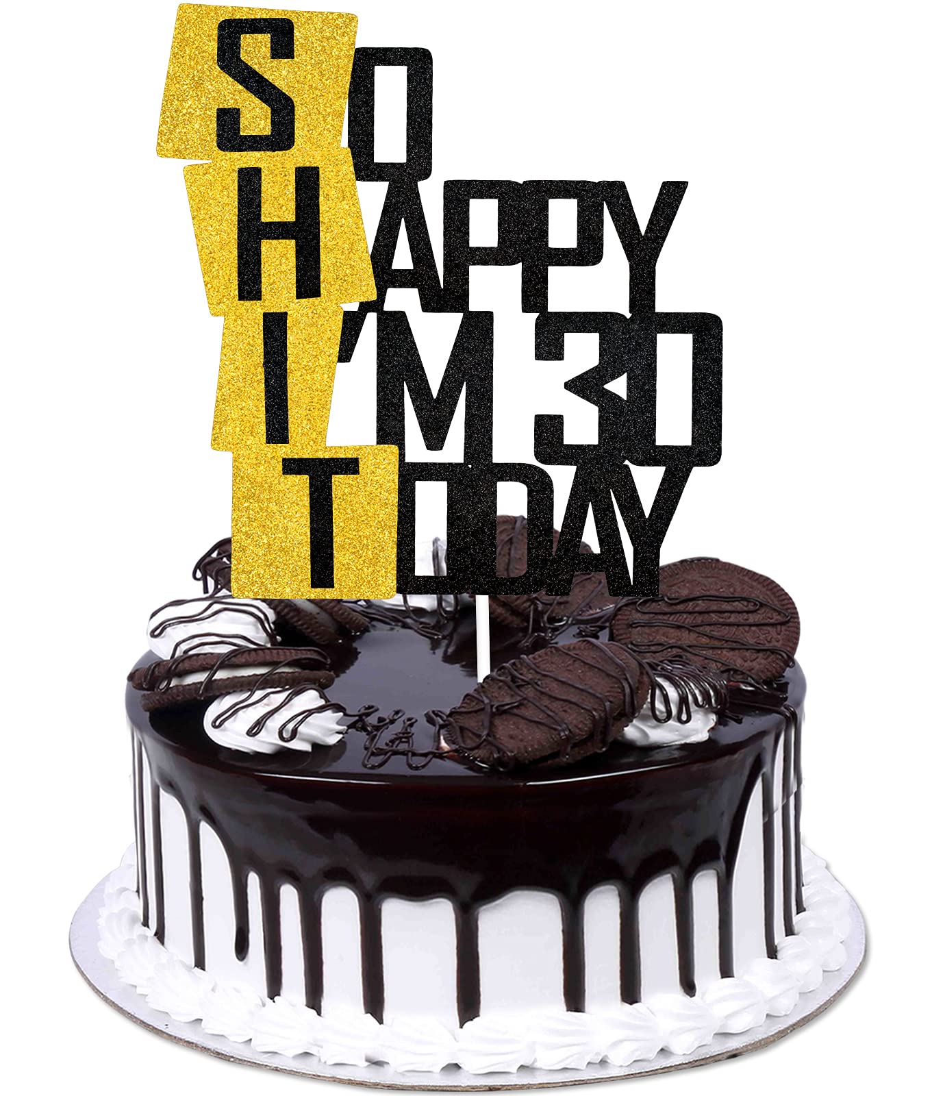 Funny So Happy I'M 30 Today Cake Topper - Glitter Fabulous Thirty Years Birthday Cake D  Cor - Cheers To Dirty 30Th Birthday Par