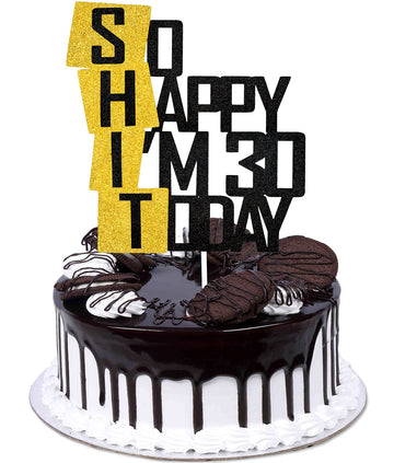 Funny So Happy I'M 30 Today Cake Topper - Glitter Fabulous Thirty Years Birthday Cake D  Cor - Cheers To Dirty 30Th Birthday Par