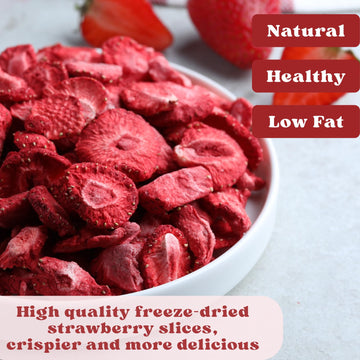 SEAYOFA Freeze Dried Strawberries Sliced - Vegan, Preservative Free Snack - 5.47oz Resealable Jar for Baking &