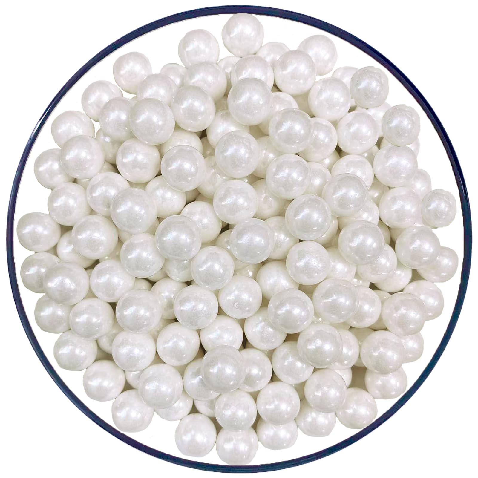 Sentovac 10mm White Pearl Sprinkles Large Edible Cake Decorating Sugar Candy Cookie Cake Cupcake Topper Ice Cream Baking Decorat