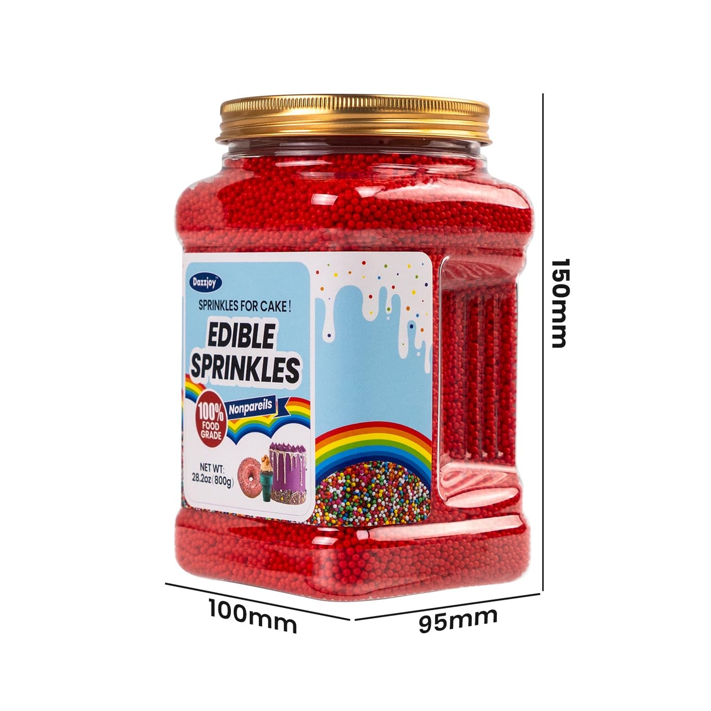 Edible Red Nonpareils Sprinkles, Food Grade, Bulk 800G, Cake Toppers And Cake Decorations, Ice Cream, Chocolate, Wedding Party V