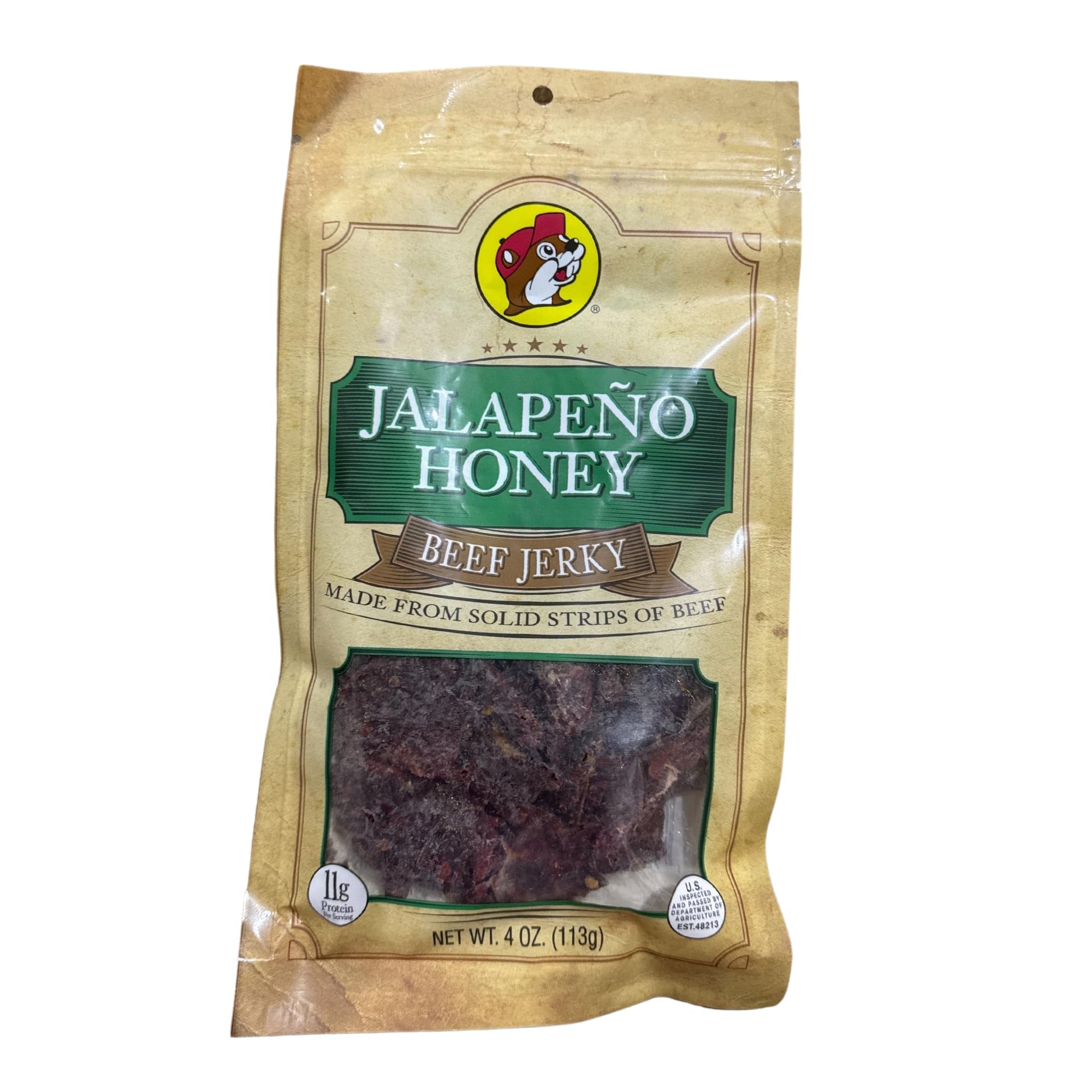 Buc-ees Smoked Jalapeño Honey Beef Jerky - 100% Lean, 10g Protein, 4 Ounce