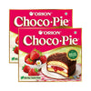 ORION Strawberry Choco Pie - 2 x 12 Piece Pack (24 pies)| Centre-filled Chocolate biscuit
