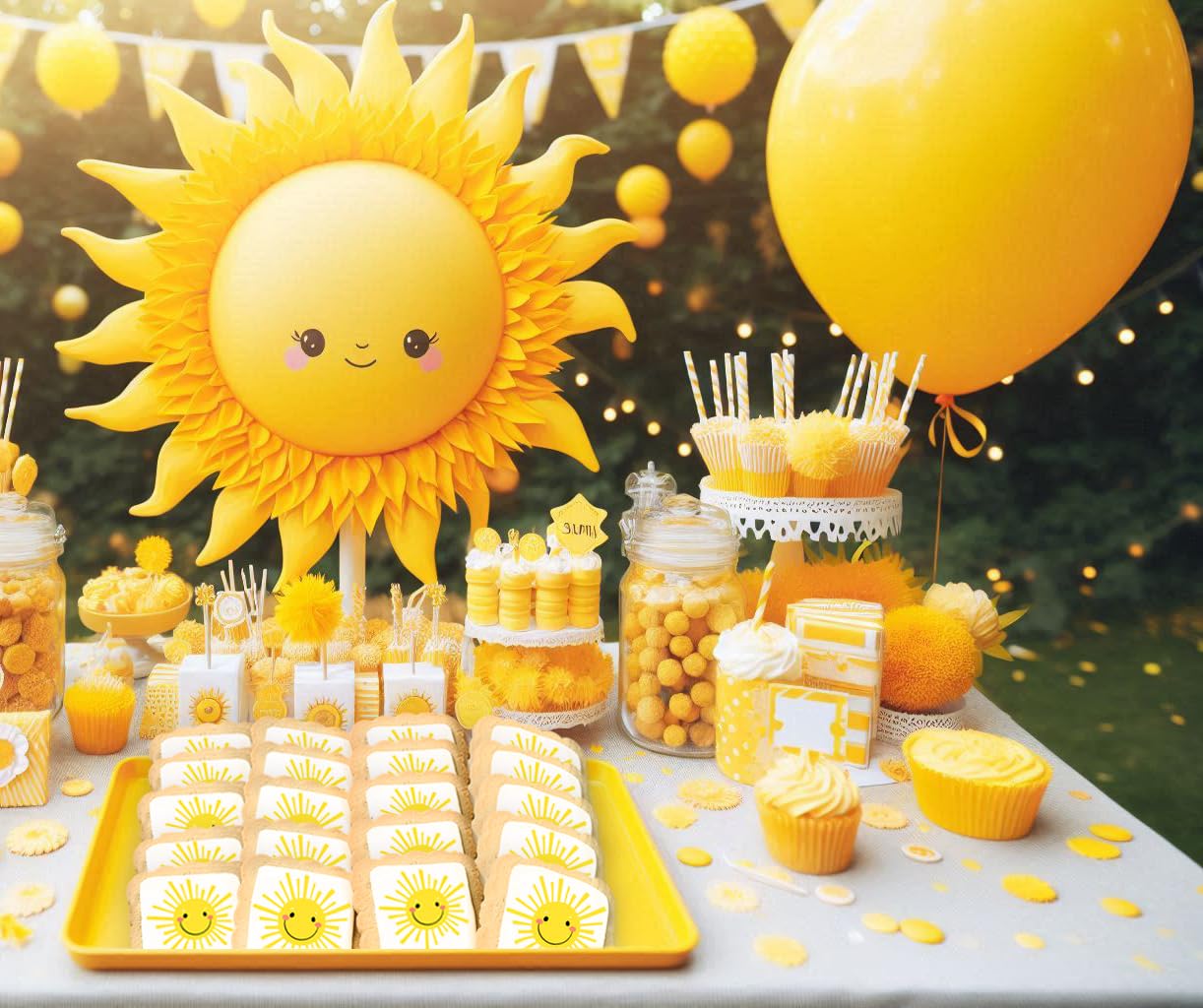 Sun Cookies Beach Party Pool Favors Individually Wrapped Sun Them | 24 Pack Bulk For Kids Birthday Party Sugar Cookie