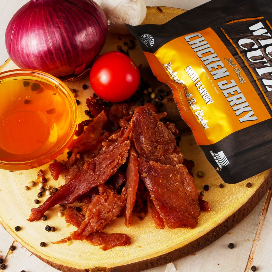 Wicked Cutz Sweet & Savory Chicken Jerky, 30G Protein Per Bag, Tender & Easy To Chew Alternative To Chicken Sticks, Usa Made Hig
