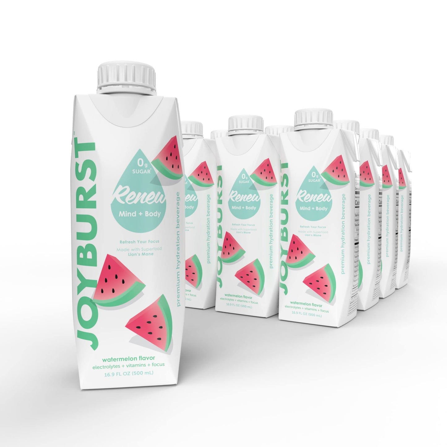 JOYBURST Hydration Drink, Watermelon Flavor, Electrolytes & Vitamins, 12 Packs of 17.60 fl oz Tetra Paks