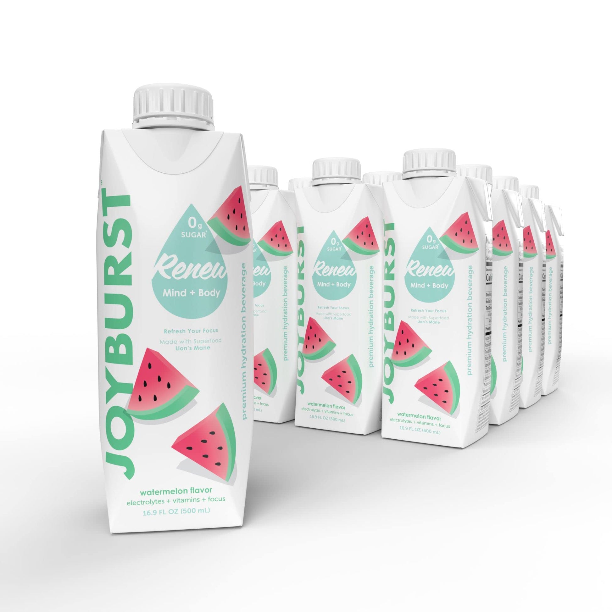 JOYBURST Hydration Drink, Watermelon Flavor, Electrolytes & Vitamins, 12 Packs of 17.60 fl oz Tetra Paks