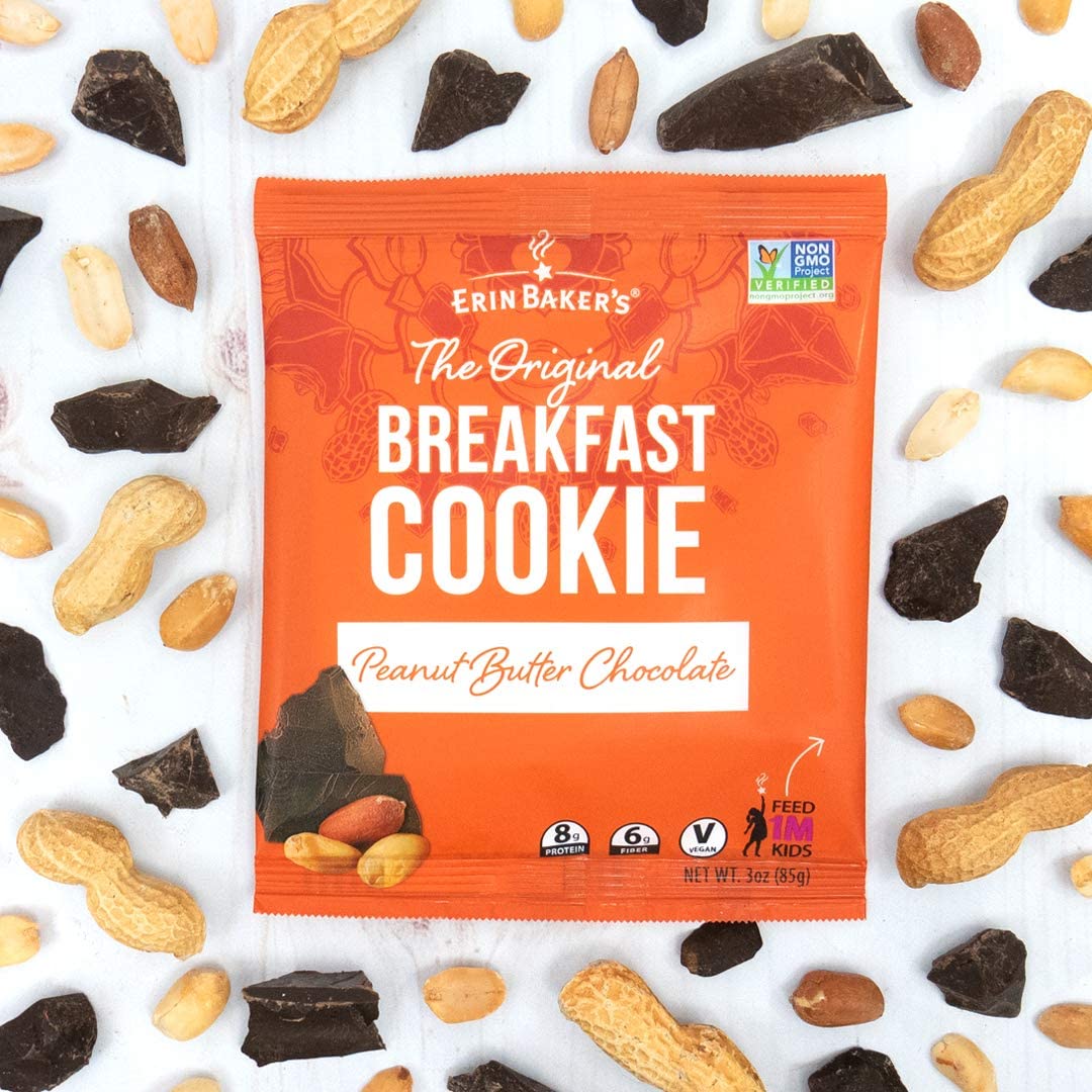 Erin Baker'S Breakfast Cookies, Peanut Butter Chocolate, Whole Grain, Non-Gmo, 3-Ounce (Pack Of 12)