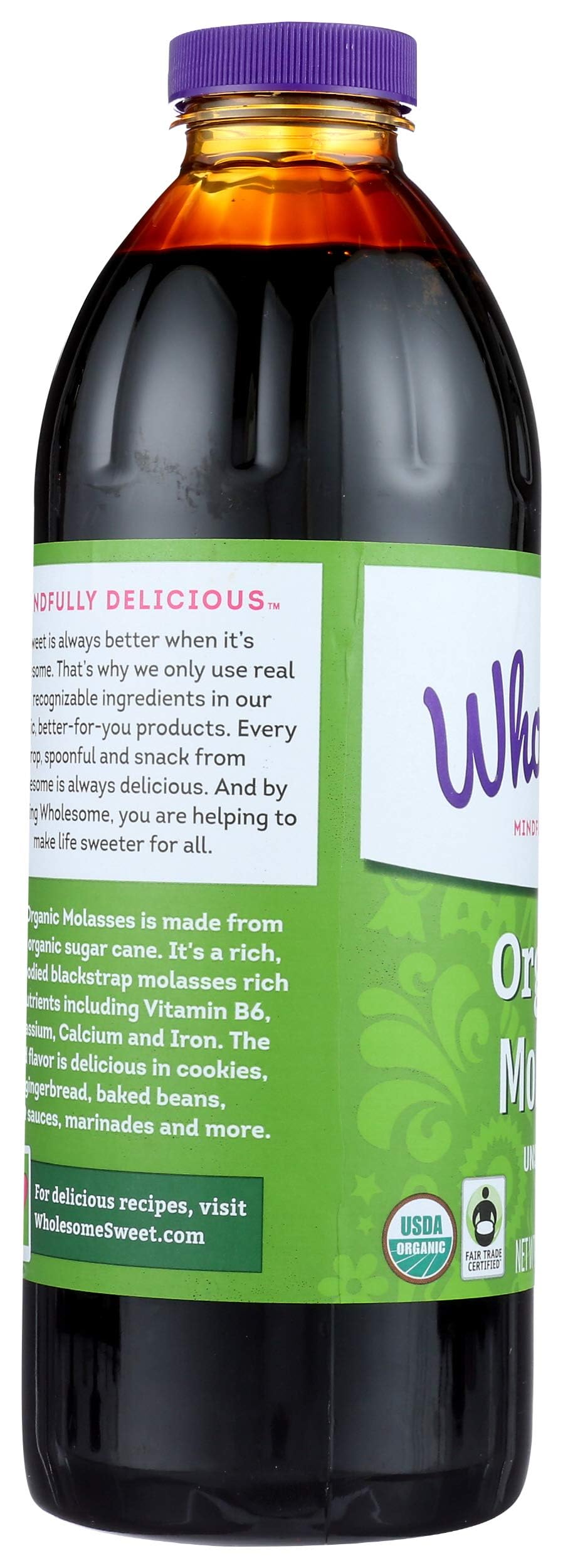Wholesome FT Organic Molasses, 32 Fl Oz Bottle, 1-Pack, Molasses Color, Model 715500