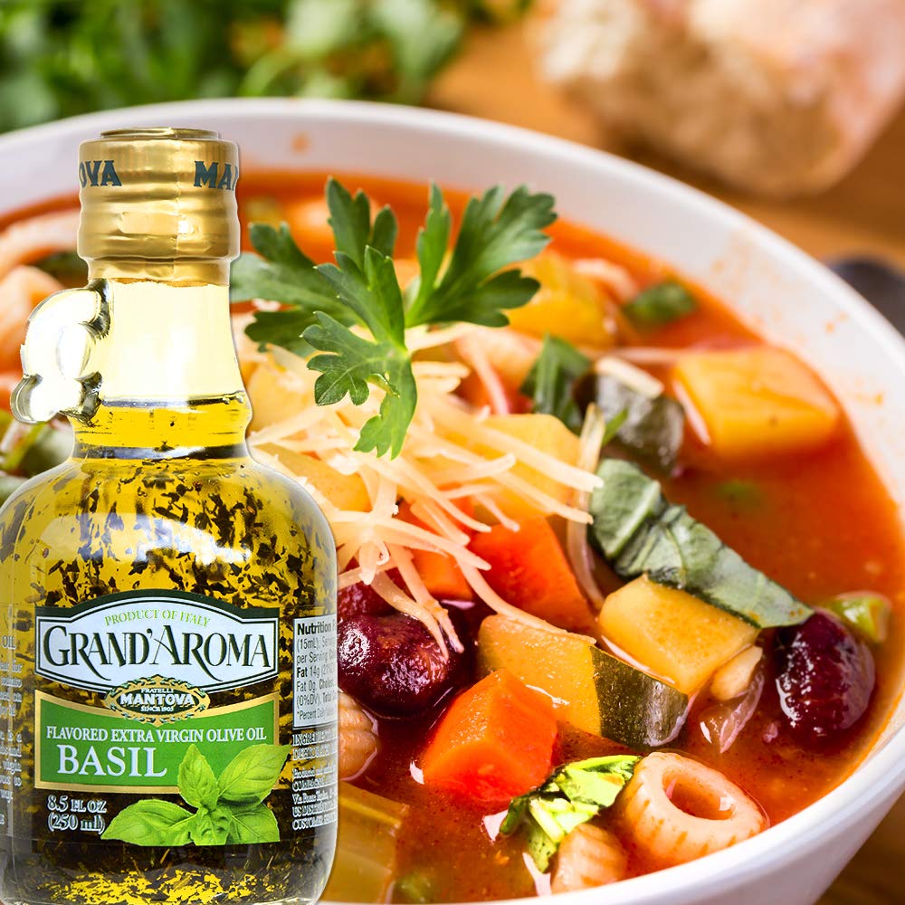 Grand'Aroma Piccante, Rosemary, Garlic, Basil, Flavored Extra Virgin Olive Oil, 8.5-Ounce Bottles (Pack Of 4)