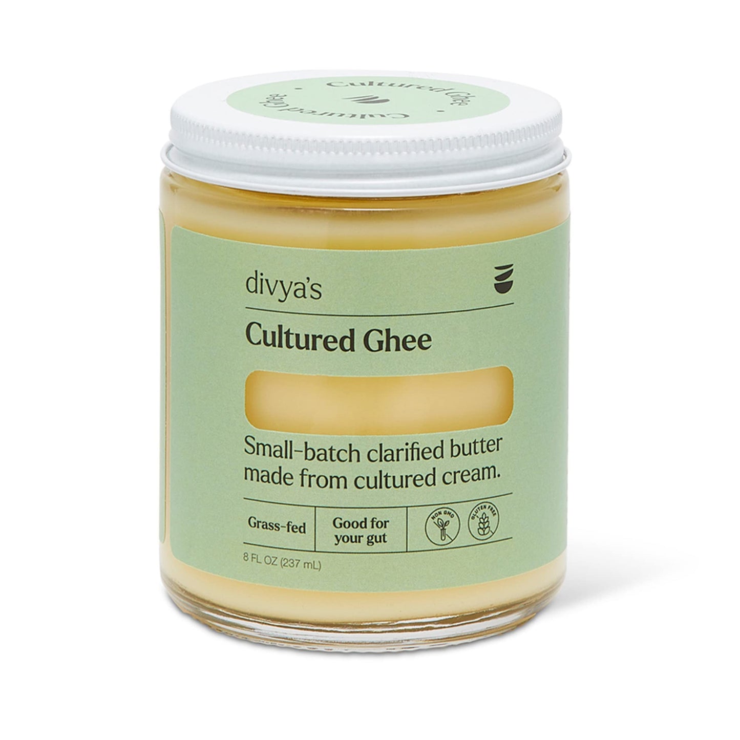 Divyas Cultured Ghee - 8 oz Grass-Fed Ghee Clarified Butter - Great For Cooking Meals & Promotes Gut Health - Non-GMO, Gluten F