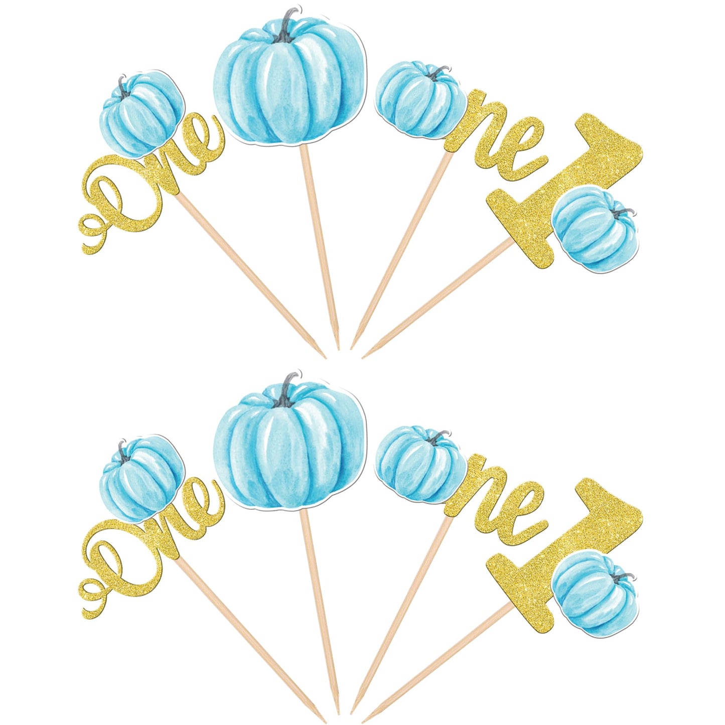 24 Pcs Pumpkin One Cupcake Toppers Glitter 1St Birthday Pumpkin Cupcake Picks Baby Shower Pumpkin Cake Decorations For Baby Show