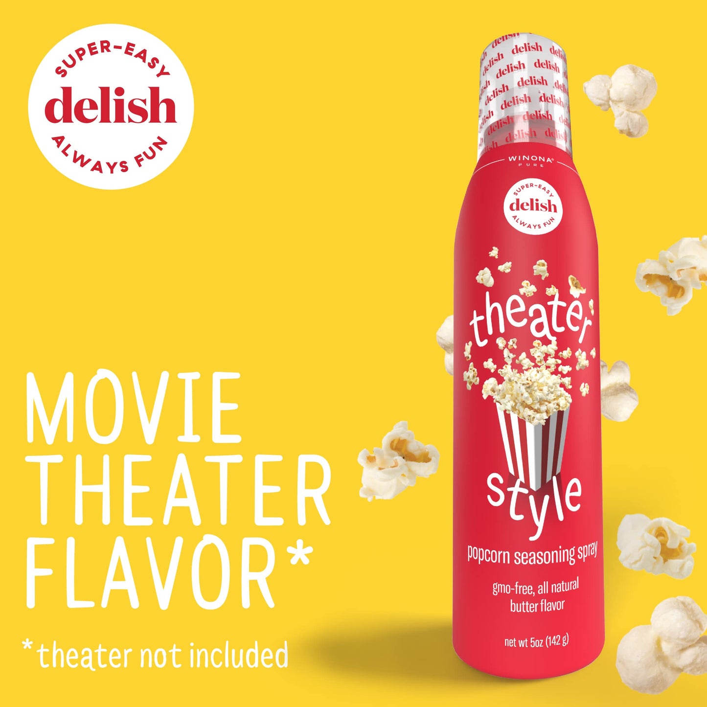 Winona Pure Popcorn Butter Spray Oil - Delicious Popcorn Seasoning, 0 Calories Per Serving, Movie Theater Style, Perfect For Pop