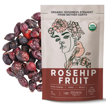 Organic Rose hips Dried Whole (16oz.) - Rosehip Fruit Tea Loose (Rosa Canina) - Source of Vitamin C from Food - European Origin