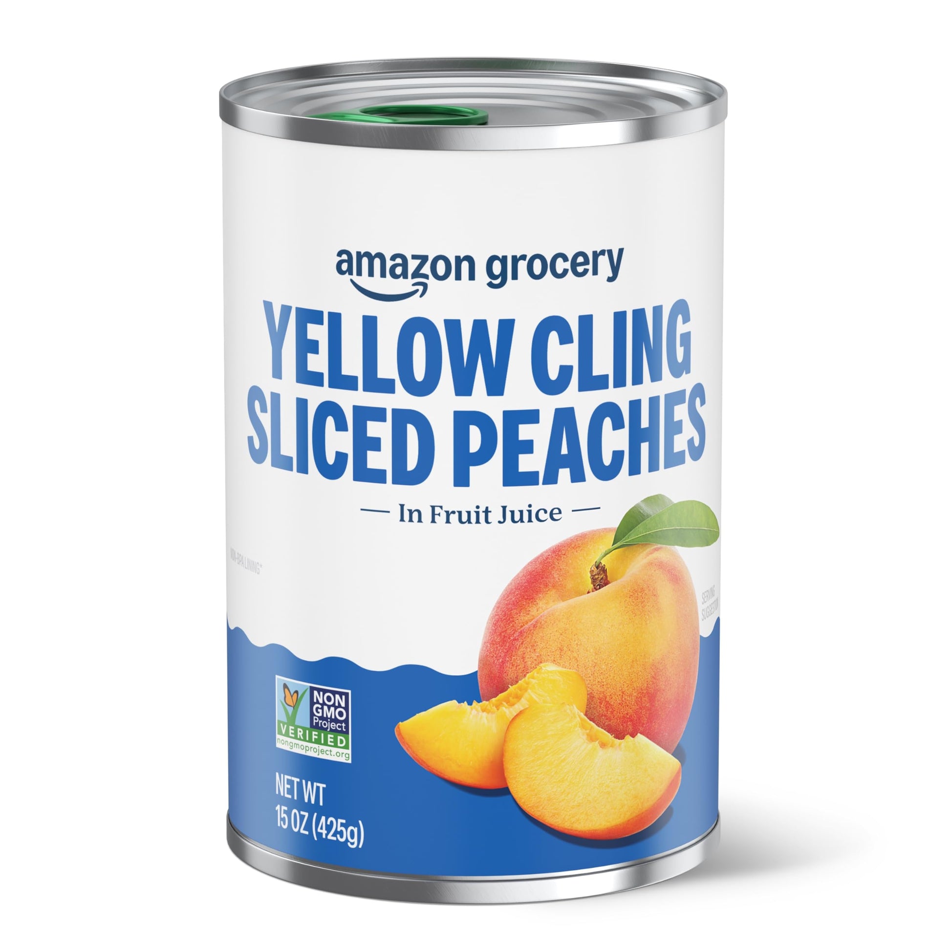 Amazon Grocery Yellow Cling Sliced Peaches, 15 Oz, Pack of 1