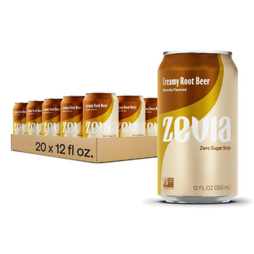 Zevia Zero Calorie Soda  Creamy Root Malt Drink  12 Fl Oz (Pack Of 20)