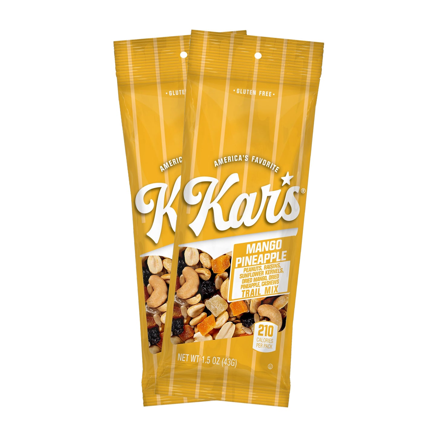 Kars Nuts Unsalted Mango Pineapple Trail Mix, 1.5 oz - Grab & Go Bags, Individual Snack Packs (Pack of 72), Gluten-Free Trail Mi