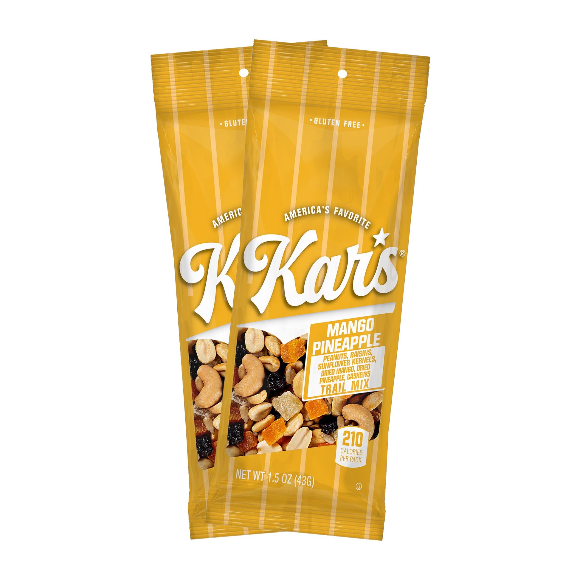 Kars Nuts Unsalted Mango Pineapple Trail Mix, 1.5 oz - Grab & Go Bags, Individual Snack Packs (Pack of 72), Gluten-Free Trail Mi