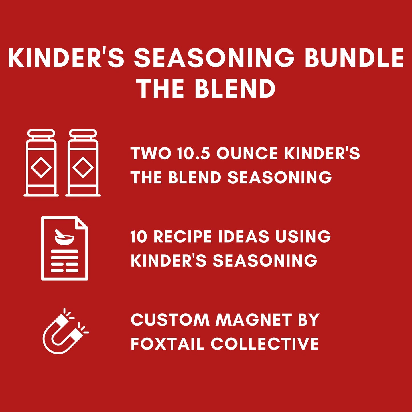 Kinders The Blend Seasonings Bundle - Two Xl 10.5-Ounce Bottles + 10 Recipe Ideas + Fridge Decal, Great For Grilling Meats & Mor